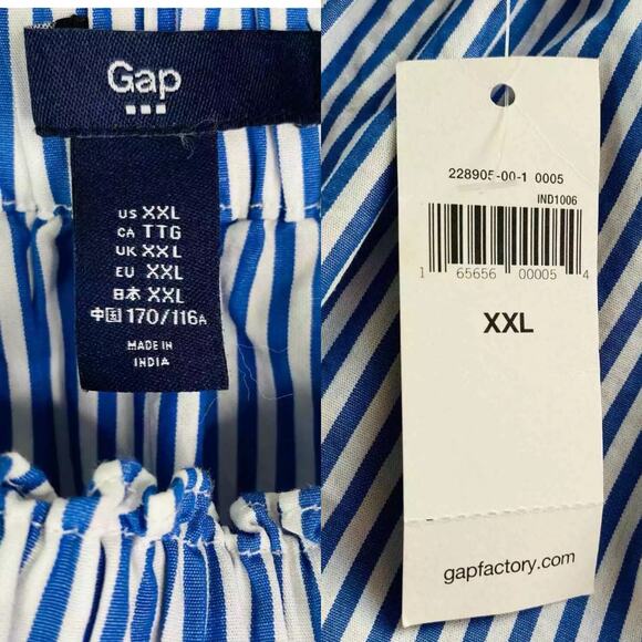 GAP Top XXL Off Shoulder Blue White Striped Lightweight New - Picture 7 of 9